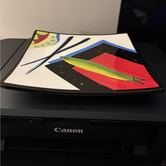 Colorful Square Ceramic Plate with Fish Design - Picture 2 of 3